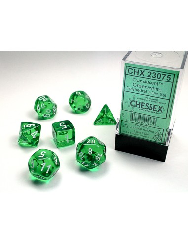 Translucent Polyhedral verde/blanco 7-Die Set