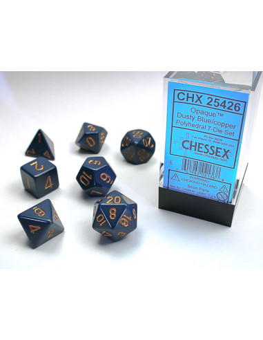 Set 7 dados poliédricos opacos: Dusty azul w/dorado