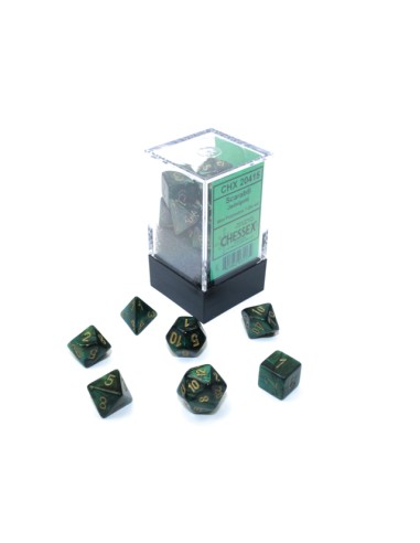 Set 7 dados mini poliédricos scarab: jade/oro